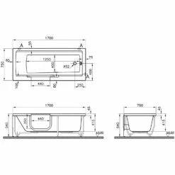 VitrA Conforma Combo Badewanne, Einstieg Links Und Whirlsystem Aqua Soft