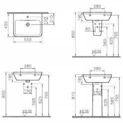 VitrA Integra Waschtisch 55cm, Ohne Überlaufloch, 1 Hahnloch Mittig -Vitra hersteller vitra badkeramik integra waschtisch 55cm 9983057