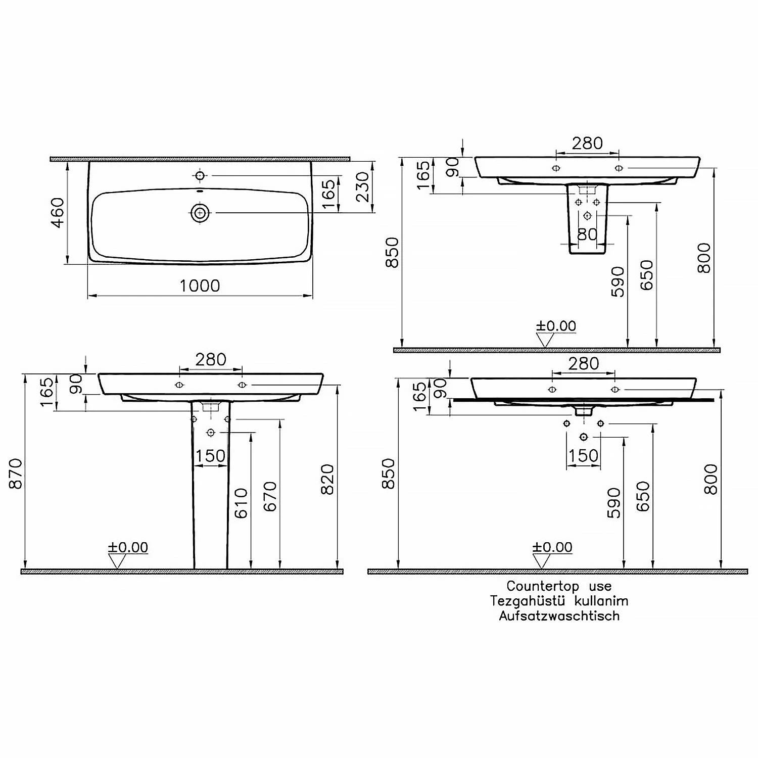 VitrA Metropole Waschtisch 100 x 46 cm mit Überlauf VitrA Metropole Waschtisch 100 X 46 Cm Mit Überlauf -Vitra hersteller vitra badkeramik metropole waschtische 100 3000317