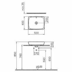 VitrA Metropole Aufsatzwaschtisch 50 X 40 Cm Mit Überlauf