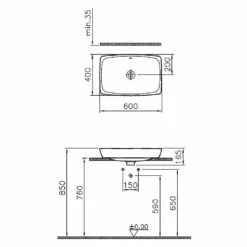 VitrA Metropole Aufsatzwaschtisch 60 X 40 Cm Mit Überlauf, Geschliffen -Vitra hersteller vitra badkeramik metropole waschtische aufsatzwaschtisch 3000362
