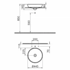 VitrA Metropole Aufsatzwaschtisch Rund Ø 44,5 Cm Ohne Überlauf