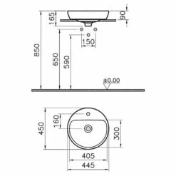 VitrA Metropole Aufsatzwaschtisch Rund 44,5 X 45 Cm Mit Überlauf, Geschliffen -Vitra hersteller vitra badkeramik metropole waschtische aufsatzwaschtisch 3000461