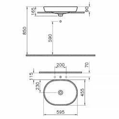 VitrA Metropole Aufsatzwaschtisch Oval 59,5 X 45,5 Cm Ohne Überlauf, Geschliffen