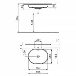 VitrA Metropole Unterbauwaschtisch Oval 59,5 X 45,5 Cm Mit Überlauf