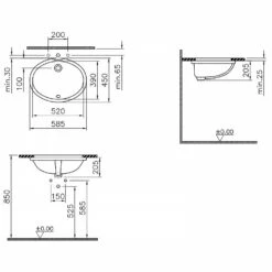 VitrA S20 Unterbauwaschtisch Oval 58,5 X 45 Cm