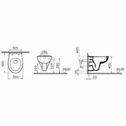 VitrA S20 Wand-WC Compact VitrA Flush 2.0, Tiefspüler Ohne Spülrand