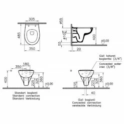 VitrA S20 Wand-WC Compact VitrA Flush 2.0, Tiefspüler Ohne Spülrand, Mit Bidetfunkion