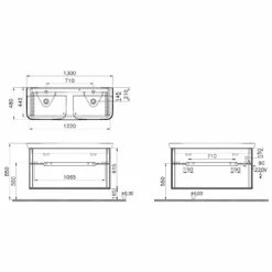 Vitra Sento Waschtischkombination 130 X 48 Cm Mit 2 Auszügen -Vitra hersteller vitra badkeramik sento badmoebel waschtischkombination 3000680