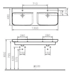 VitrA Sento Doppelwaschtisch Unterbaufähig 130 X 48 Cm 4 VitrA Sento Doppelwaschtisch Unterbaufähig 130 X 48 Cm -Vitra hersteller vitra badkeramik sento waschtische doppelwaschtisch 3000497