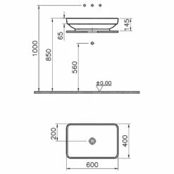 VitrA Water Jewels Aufsatzschale Ein-/ Unterbauwaschtisch 59,5 X 39,5 Cm