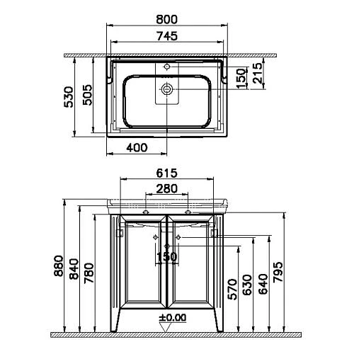 VitrA Valarte Waschtischkombination 79,5 cm, mit 2 Türen VitrA Valarte Waschtischkombination 79,5 Cm, Mit 2 Türen -Vitra hersteller vitra badmoebel valarte waschtischkombination 79 12307378