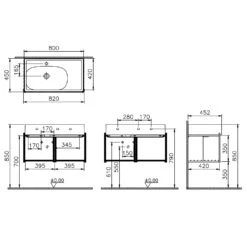 VitrA Equal Set Ablage Und Waschtisch Asymmetrisch