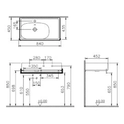 VitrA Equal Set Handtuchhalter Und Waschtisch Asymmetrisch