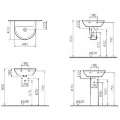 VitrA Integra Waschtisch 49,5 Cm, Ohne Überlaufloch, Ohne Hahnloch