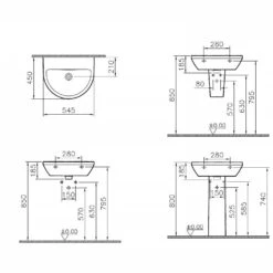 VitrA Integra Waschtisch 54,5 Cm, Ohne Überlaufloch, Ohne Hahnloch