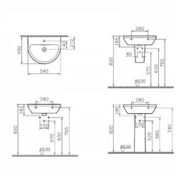 VitrA Integra Waschtisch 54,5 Cm, Ohne Überlaufloch, 1 Hahnloch Mittig -Vitra hersteller vitra integra waschtisch 54 cm 10045892