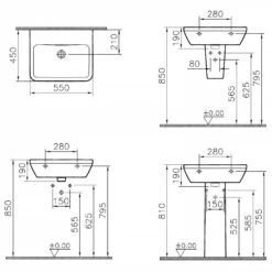VitrA Integra Waschtisch 55 Cm, Mit Überlaufloch, Ohne Hahnloch