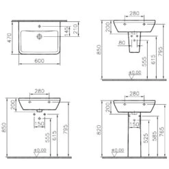 VitrA Integra Waschtisch 60 Cm, Mit Überlaufloch, 1 Hahnloch Mittig -Vitra hersteller vitra integra waschtisch 60 cm 2841697