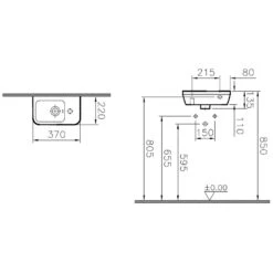 VitrA Integra Waschtisch Compact 37 Cm, Mit Überlaufloch, Mit 1 Hahnloch Rechts -Vitra hersteller vitra integra waschtisch compact 37 3379271