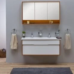 VitrA Integra Doppelmöbelwaschtisch 120 Cm, Mit Überlaufloch, 2 Hahnlöcher