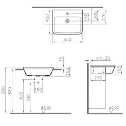 VitrA Integra Halbeinbauwaschtisch 55 Cm