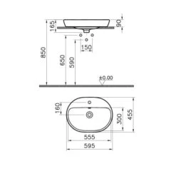 VitrA Metropole Aufsatzwaschtisch Oval 59,5 X 45,5 Cm Mit Überlauf -Vitra hersteller vitra metropole aufsatzwaschtisch 59 x 1604907
