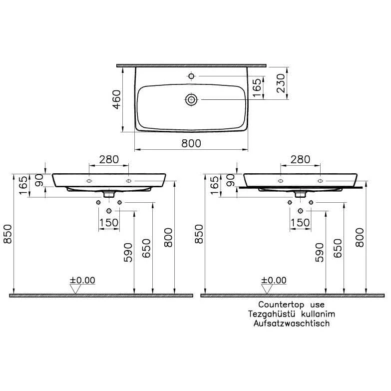 VitrA Metropole Aufsatzwaschtisch 80 x 46 cm ohne Überlauf, geschliffen VitrA Metropole Aufsatzwaschtisch 80 X 46 Cm Ohne Überlauf, Geschliffen -Vitra hersteller vitra metropole waschtische aufsatzwaschtisch 80 1118097