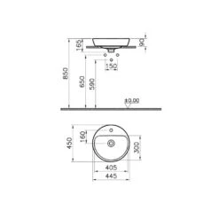 VitrA Metropole Aufsatzwaschtisch Rund 44,5 X 45 Cm Mit Überlauf