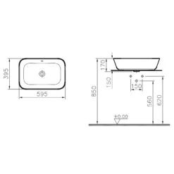 VitrA Options Aufsatzschale Geo 59,5 X 39,5 Cm, Mit Überlaufloch