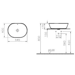 VitrA Options Aufsatzschale Geo 54,5 X 40 Cm, Mit Überlaufloch