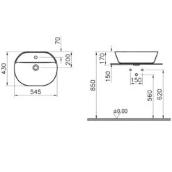 VitrA Options Geo Aufsatzwaschtisch 54,5 X 43 Cm Ohne Überlaufloch