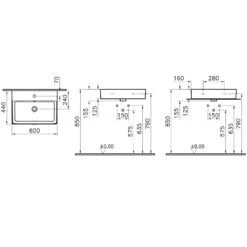 VitrA Options Nuo Aufsatzwaschtisch 60 Cm Mit Überlaufloch, Geschliffen
