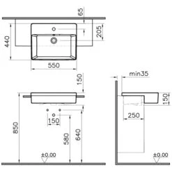 VitrA Options Nuo Halbeinbauwaschtisch