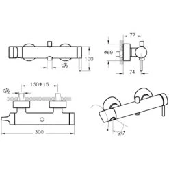 VitrA Origin Einhebel-Wannenfüll- Und Brausearmatur, Aufputz -Vitra hersteller vitra origin wanne einhebel wannenfuell 11850924