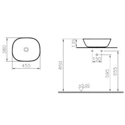 VitrA Plural Aufsatzschale Flach, Rechteckig