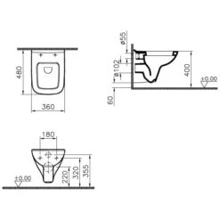 VitrA S20 Wand-WC Compact, Tiefspüler Mit Spülrand