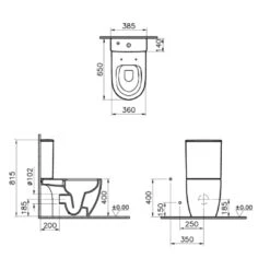 VitrA Sento Stand-WC VitrA Flush 2.0, Open Back, Tiefspüler Ohne Spülrand