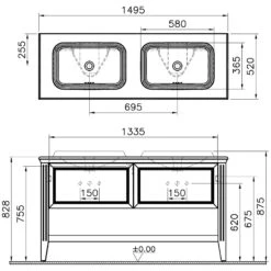 VitrA Valarte Waschtischkombination 149,5 Cm, Mit 2 Auszügen, WT Links Und Rechts