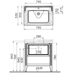 VitrA Valarte Waschtischkombination 79,5 Cm, Mit 1 Auszug