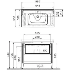 VitrA Valarte Waschtischkombination 99,5 Cm, Mit 1 Auszug
