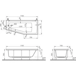 VitrA Integra Raumsparbadewanne Rechts 170 X 75 Cm