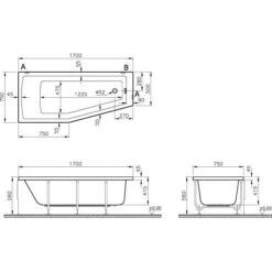 VitrA Integra Raumsparbadewanne Links 170 X 75 Cm