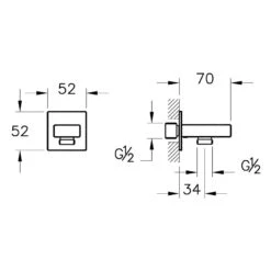 VitrA Root Square Wandanschlußbogen 1/2“