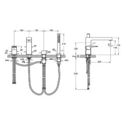 VitrA Root Square Zweigriff-Wannenfüll- Und Brausearmatur