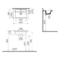 VitrA Integra Möbelwaschtisch Compact 60 Cm Mit Überlaufloch, 1 Hahnloch Mittig