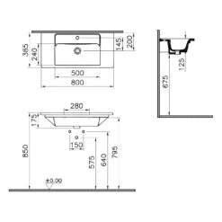 VitrA Integra Möbelwaschtisch Compact 80 Cm Mit Überlaufloch, 1 Hahnloch Mittig