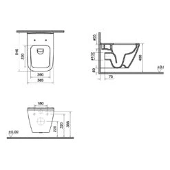 VitrA M-Line Tiefspül-Wand-WC 54 Cm, Randlos, Eckig
