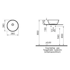 VitrA Options Geo Aufsatzschale 38 X 38 Cm, Ohne Überlaufloch, Freistehend