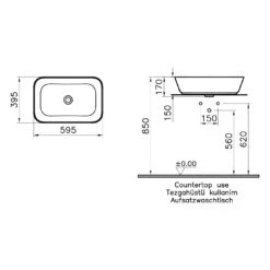 Vitra Options Geo Aufsatzschale 59,5 X 39,5 Cm, Ohne Überlaufloch, Freistehend